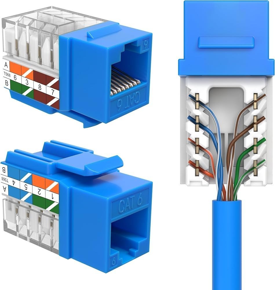Cat6 keystone I/O jack for LAN punching